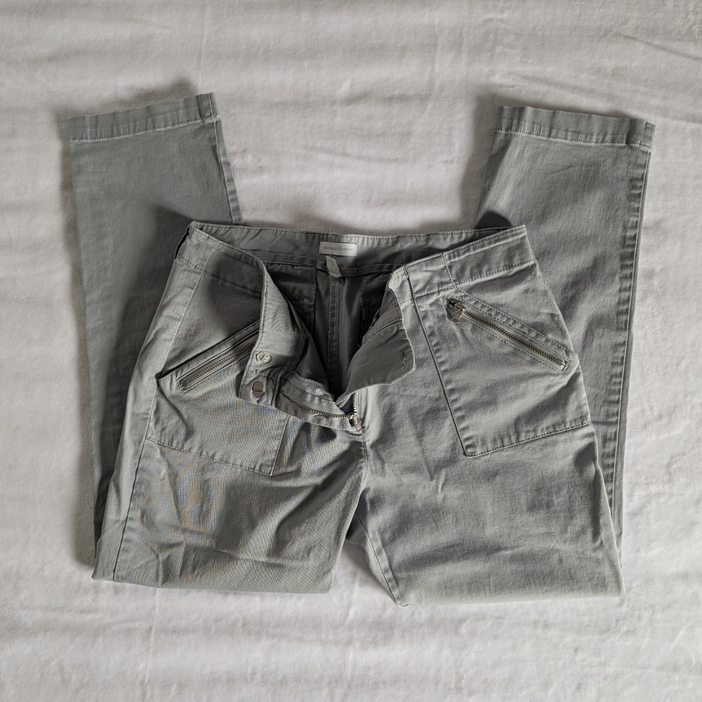 New York & Co Gray Cargo Zip Pocket Straight‎ Leg Pants Women's Sz 8 Minimalist